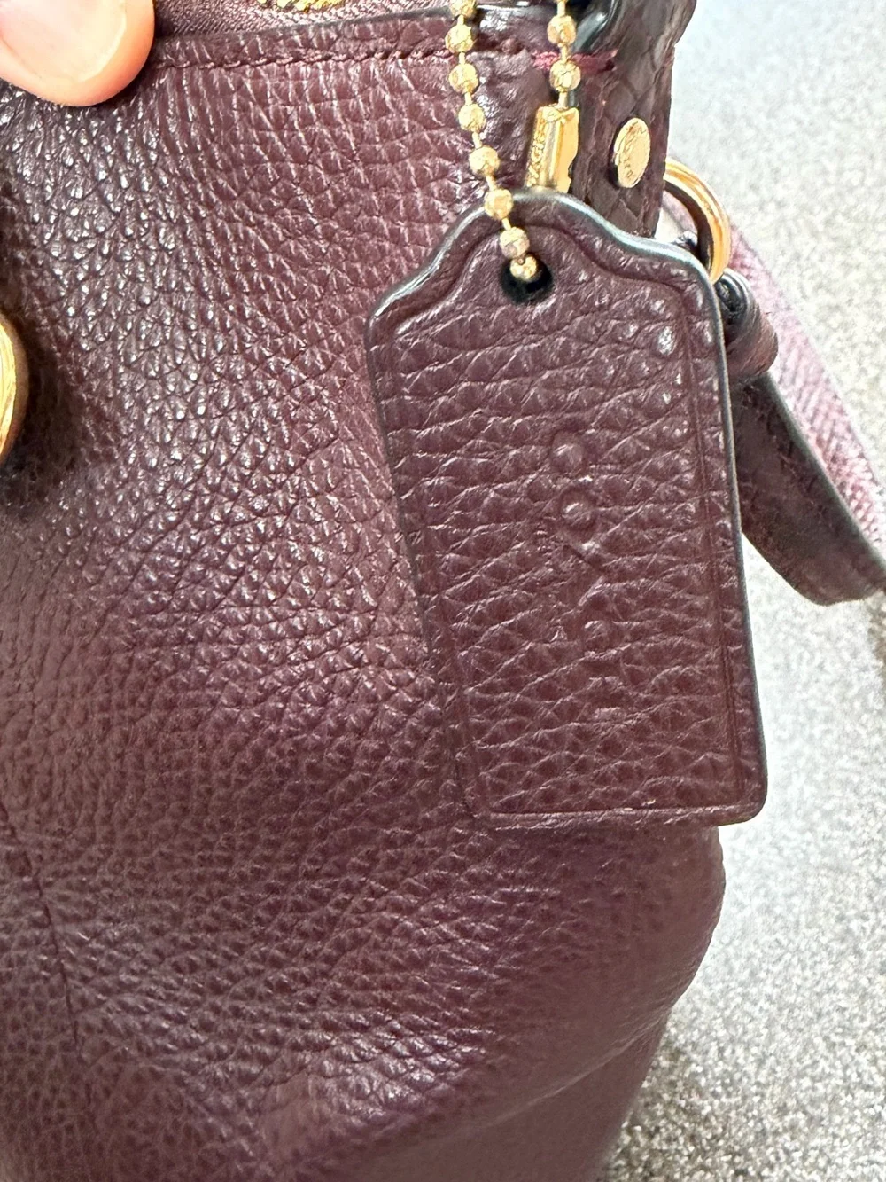 Coach Kacey Satchel with Snake Trim in cranberry/oxblood colorway handbag purse